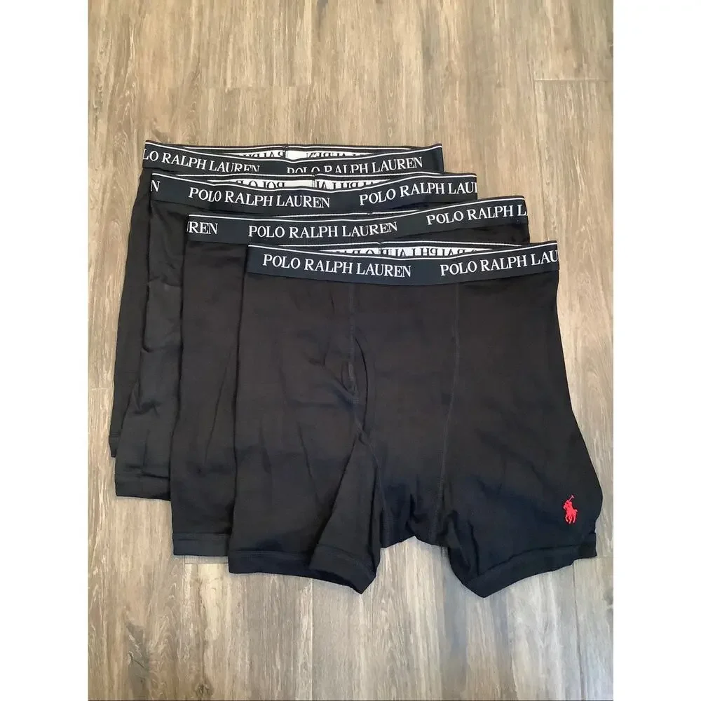 Polo Ralph Lauren Men's XL Black 4-Pack Classic Fit Cotton Boxer Briefs N3-50